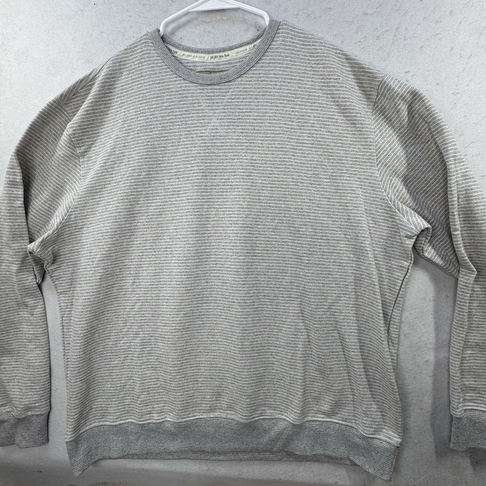 NWT Jachs New York Recycled Fleece Crew Sweatshirt Men's 2XL Cream Gray Striped